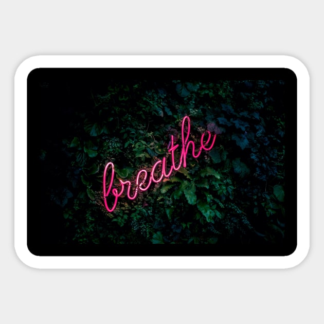 Breathe Just Breathe Calm Neon Sign Neon Lights Sticker by ballhard